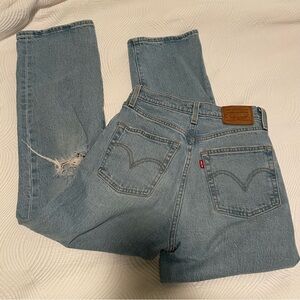 Levi’s Ribcage Straight Light Wash Denim Jeans Size 25